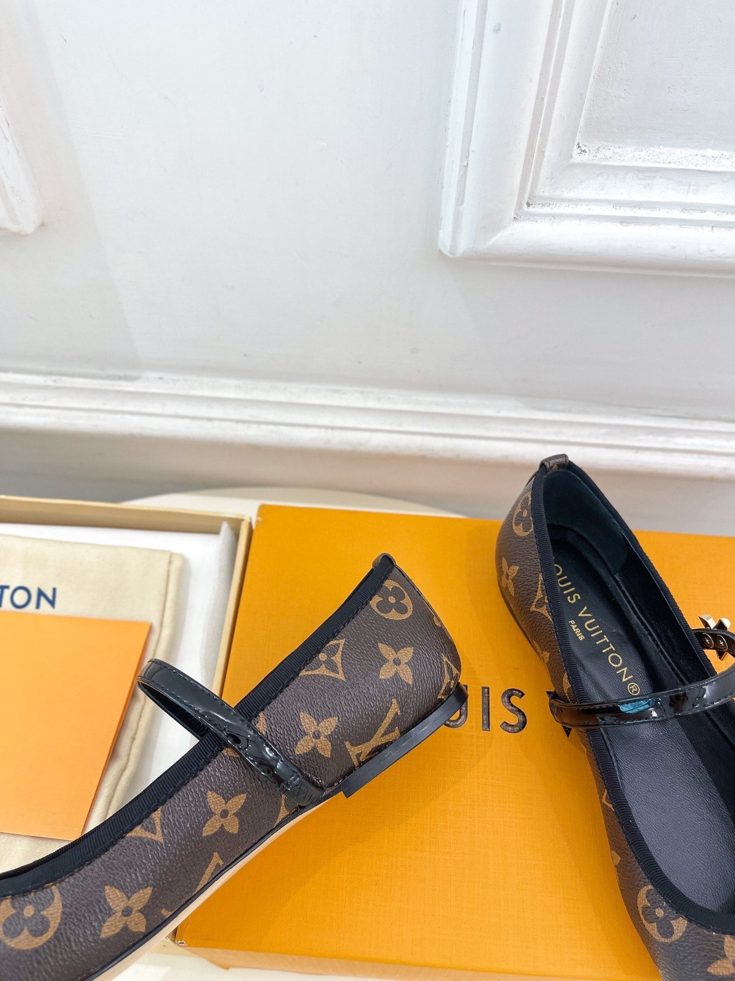 LOUIS VUITTON LV WOMEN ROMY FLAT BALLERINA IN CHOCOLATE BROWN MONOGRAM CALFSKIN
