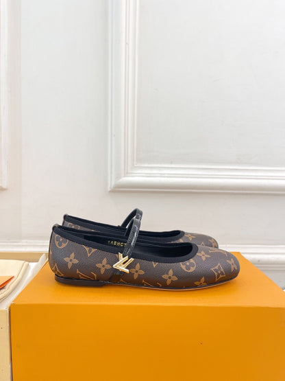 LOUIS VUITTON LV WOMEN ROMY FLAT BALLERINA IN CHOCOLATE BROWN MONOGRAM CALFSKIN