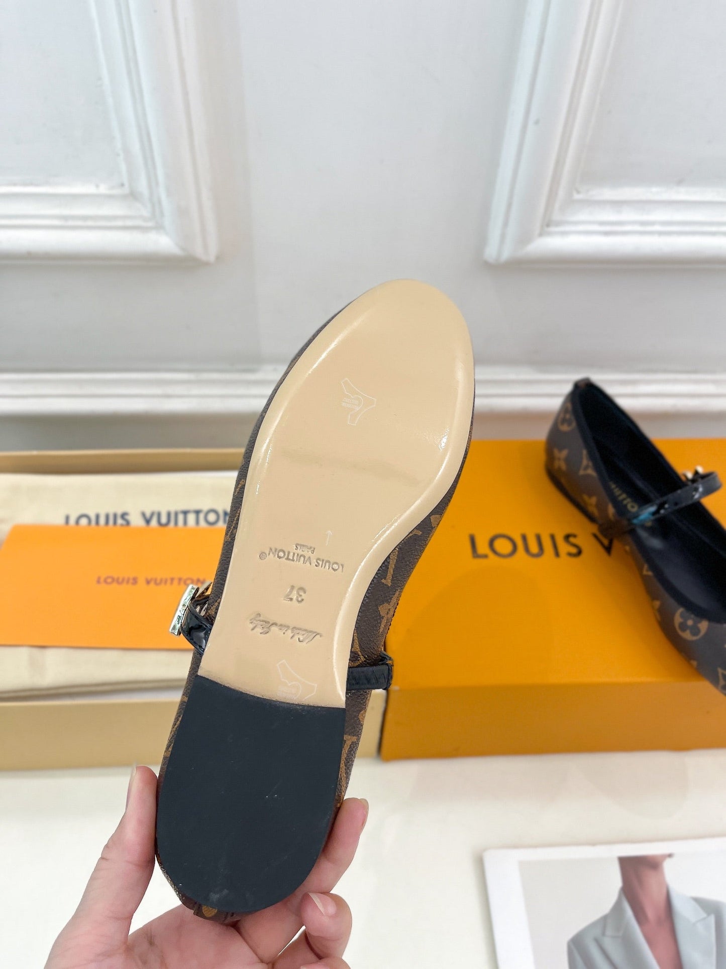 LOUIS VUITTON LV WOMEN ROMY FLAT BALLERINA IN CHOCOLATE BROWN MONOGRAM CALFSKIN