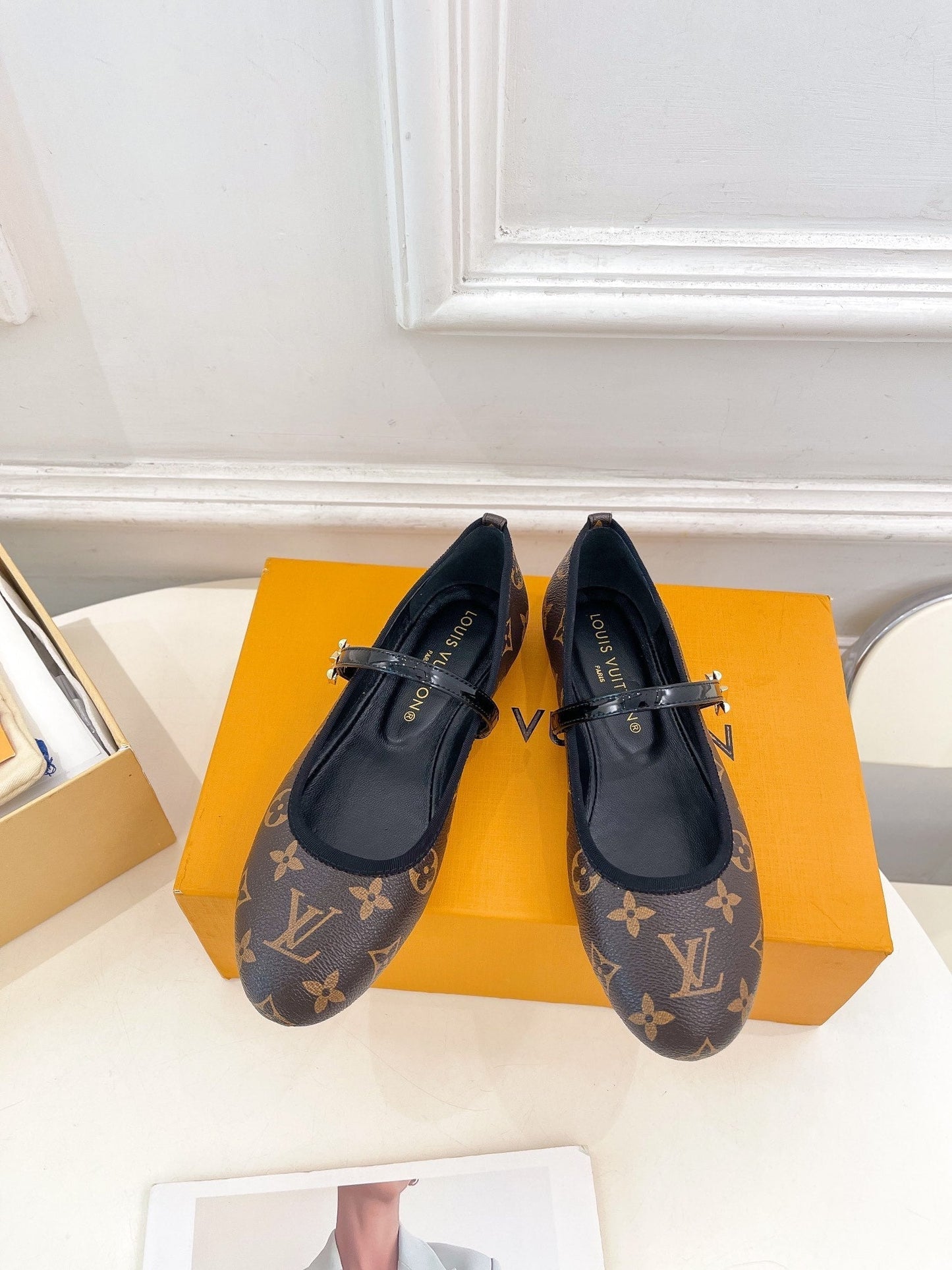LOUIS VUITTON LV WOMEN ROMY FLAT BALLERINA IN CHOCOLATE BROWN MONOGRAM CALFSKIN