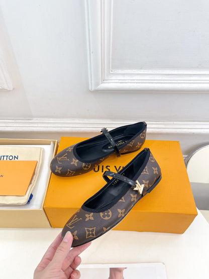 LOUIS VUITTON LV WOMEN ROMY FLAT BALLERINA IN CHOCOLATE BROWN MONOGRAM CALFSKIN