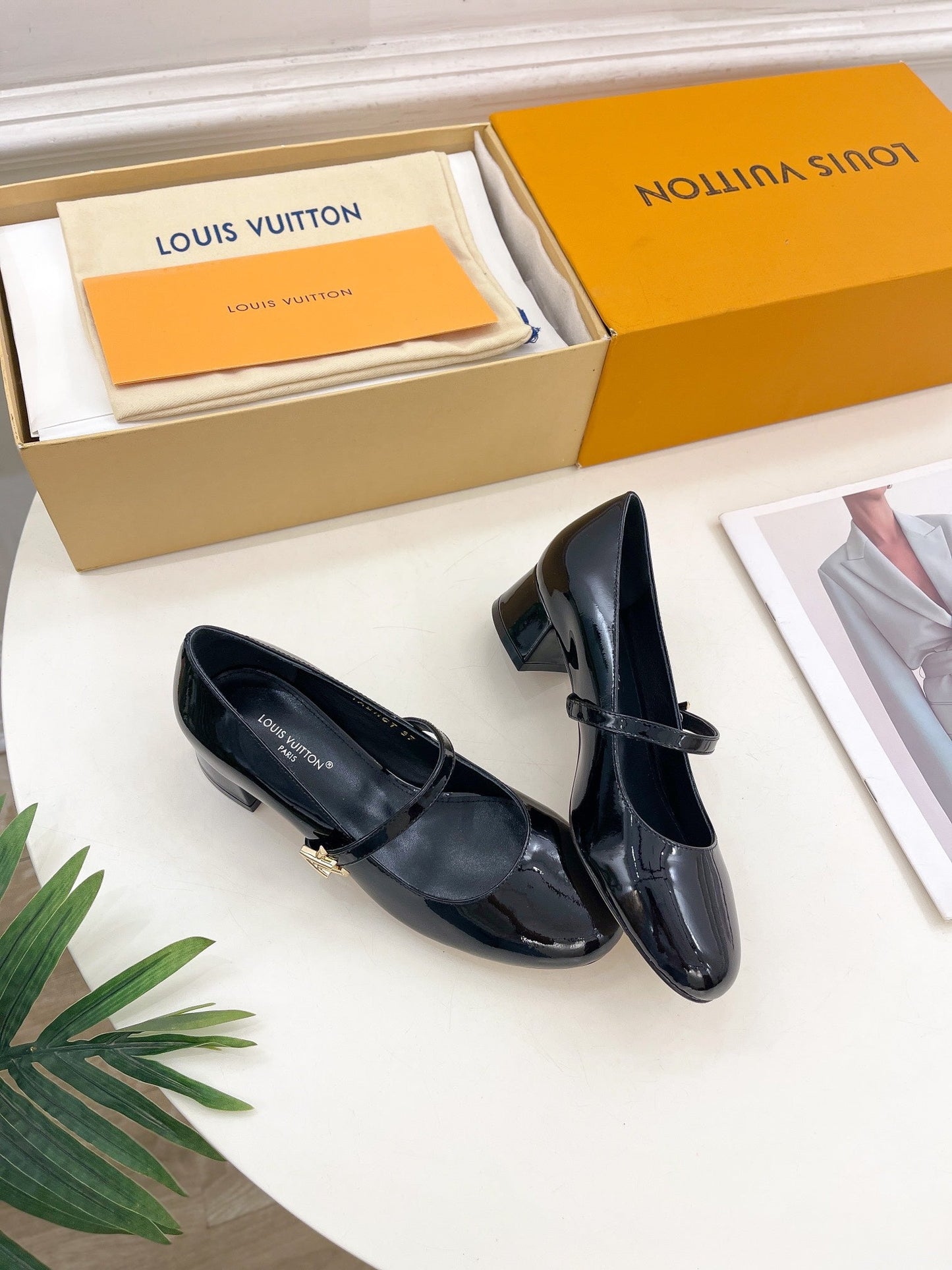 LOUIS VUITTON LV WOMEN ROMY HIGH BALLERINA IN GLOSSY BLACK LAMBSKIN