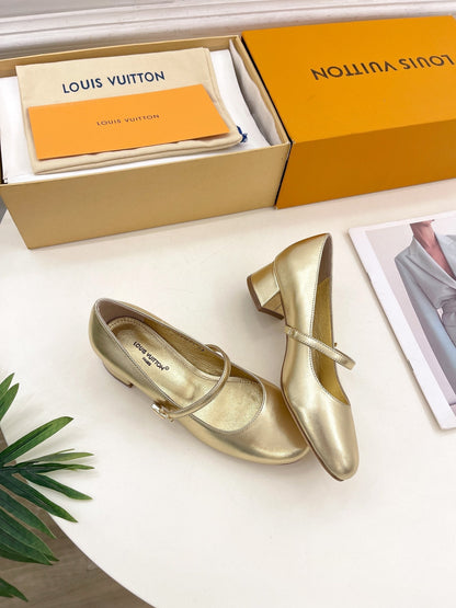 LOUIS VUITTON LV WOMEN ROMY HIGH BALLERINA IN GOLDEN METALLIC LAMBSKIN