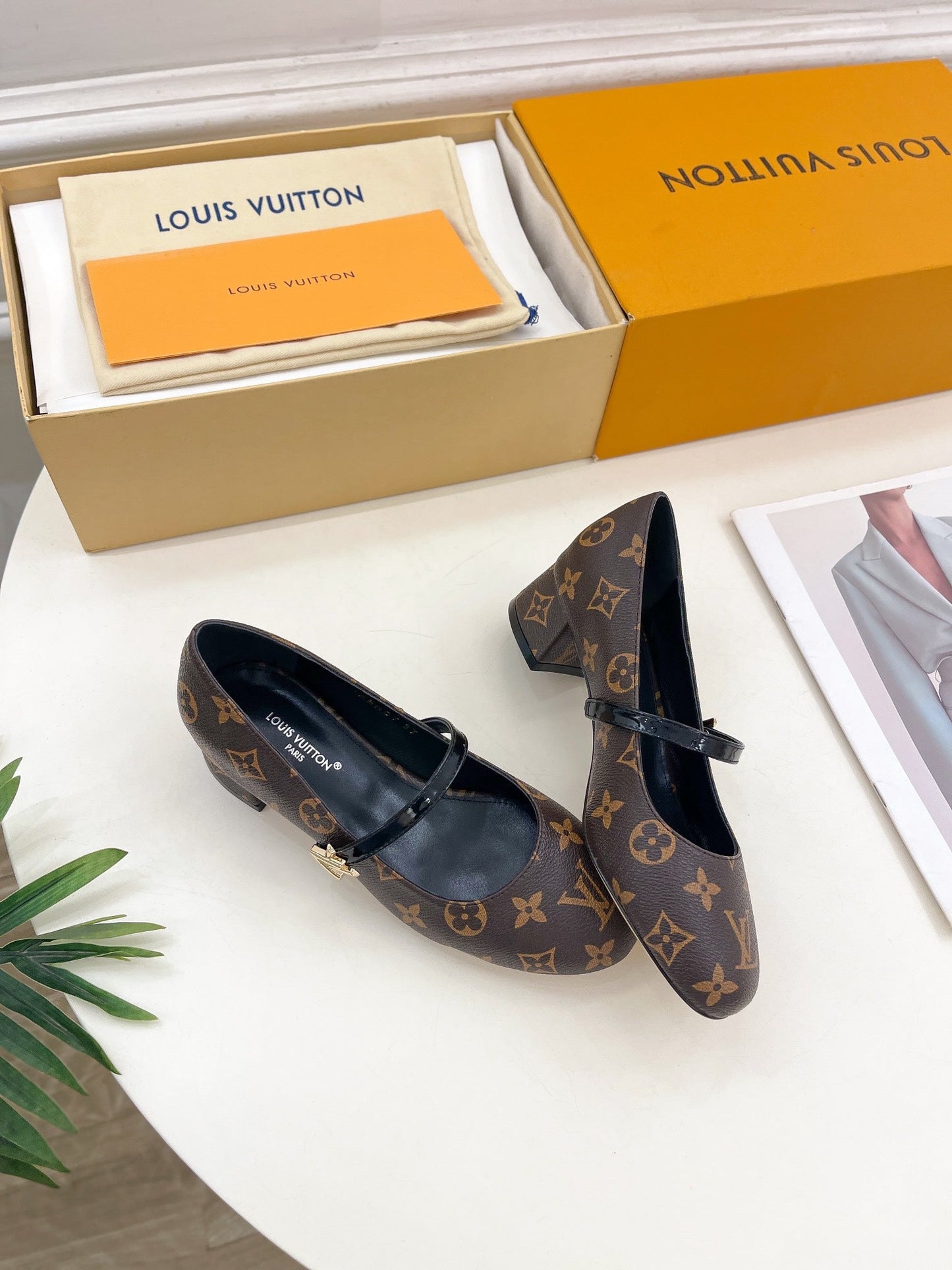 LOUIS VUITTON LV WOMEN ROMY HIGH BALLERINA IN CHOCOLATE BROWN MONOGRAM LAMBSKIN