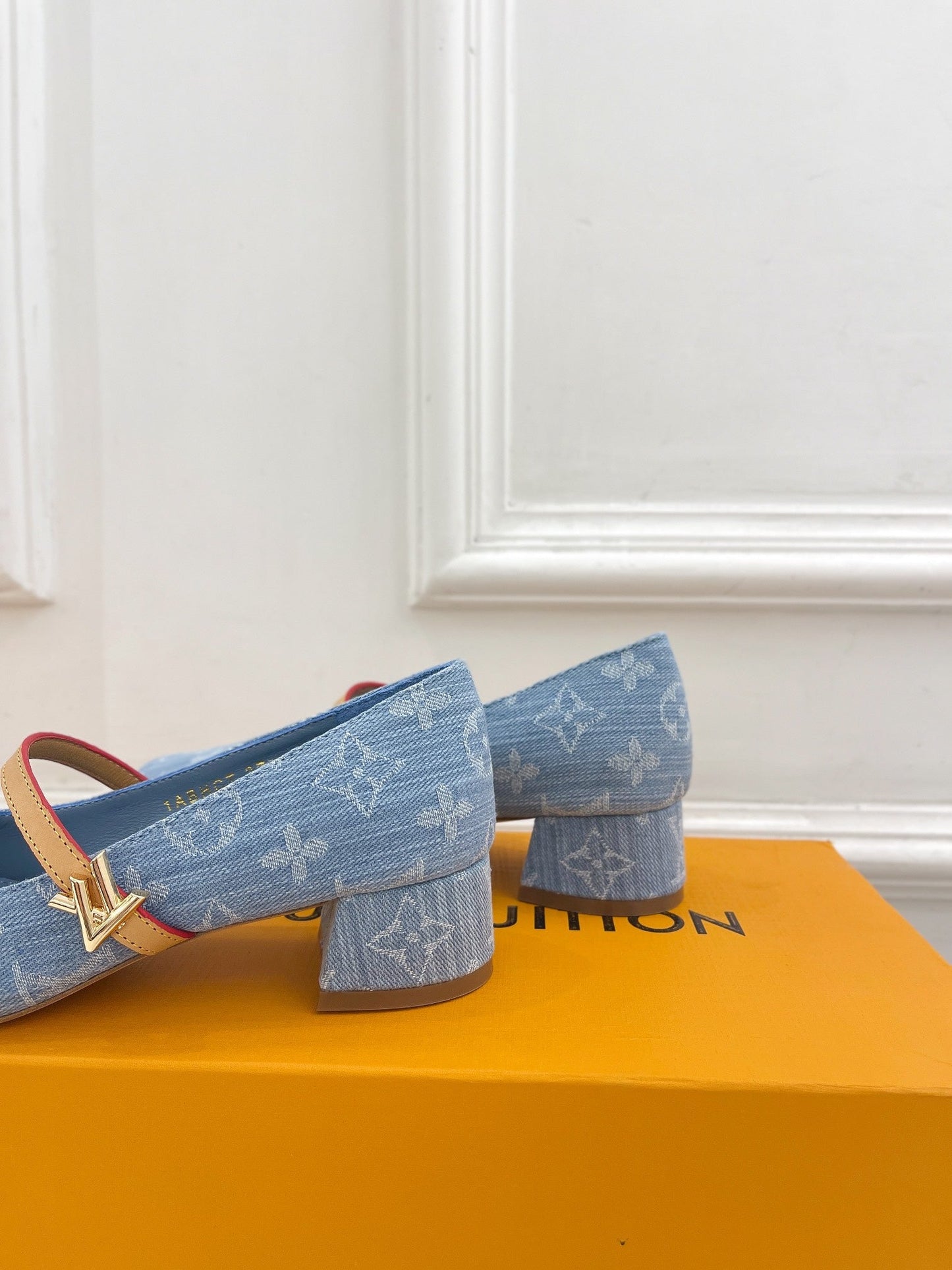 LOUIS VUITTON LV WOMEN ROMY HIGH BALLERINA IN LIGHT BLUE MONOGRAM DENIM