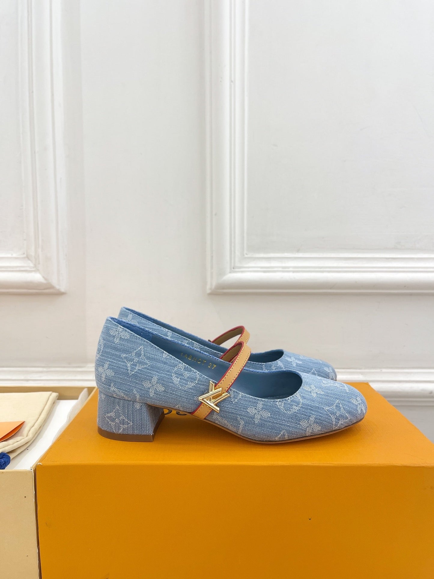 LOUIS VUITTON LV WOMEN ROMY HIGH BALLERINA IN LIGHT BLUE MONOGRAM DENIM