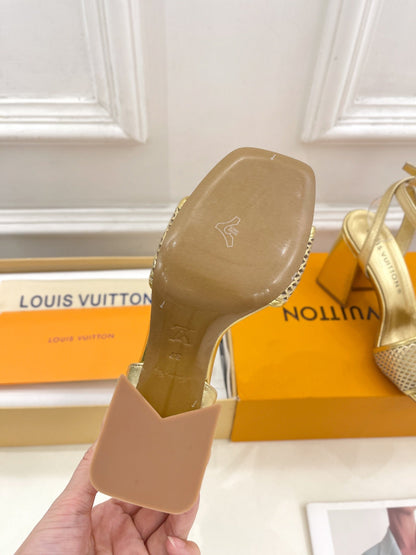 LOUIS VUITTON LV WOMEN HIGH SANDAL IN GOLDEN CALFSKIN