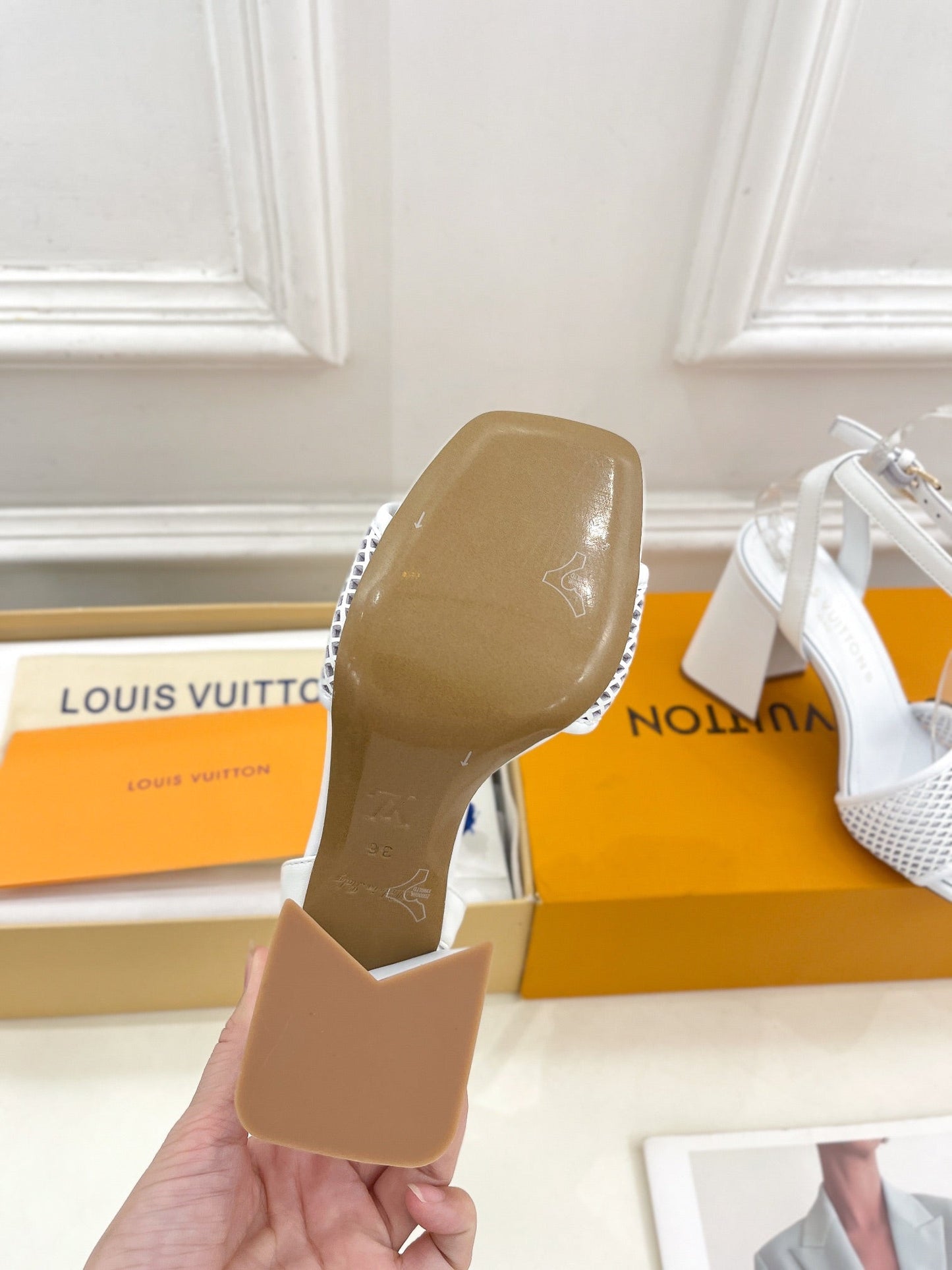 LOUIS VUITTON LV WOMEN HIGH SANDAL IN WHITE CALFSKIN