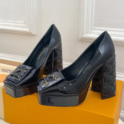 LOUIS VUITTON SHAKE MARY JANE HIGH HEEL 12 CM IN BLACK PATENT CALFSKIN