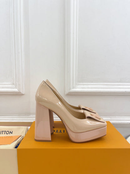 LOUIS VUITTON SHAKE MARY JANE HIGH HEEL 12 CM IN BISQUE BEIGE CALFSKIN
