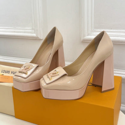 LOUIS VUITTON SHAKE MARY JANE HIGH HEEL 12 CM IN BISQUE BEIGE CALFSKIN