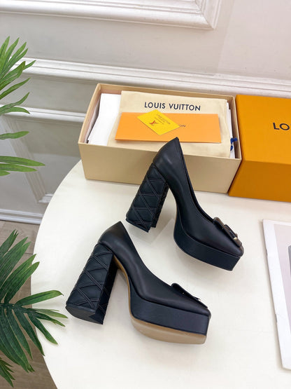 LOUIS VUITTON SHAKE MARY JANE HIGH HEEL 12 CM IN BLACK CALFSKIN
