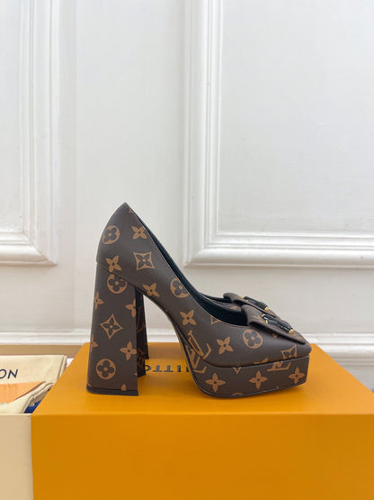 LOUIS VUITTON SHAKE MARY JANE HIGH HEEL 12 CM IN CHOCOLATE BROWN MONOGRAM CALFSKIN