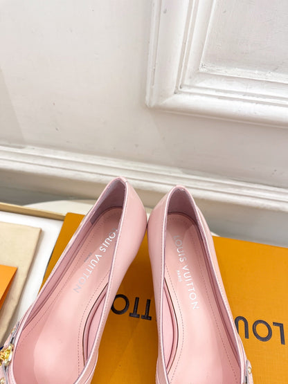 LOUIS VUITTON 6AM HIGH PUMP 5 CM IN BABY PINK CALFSKIN