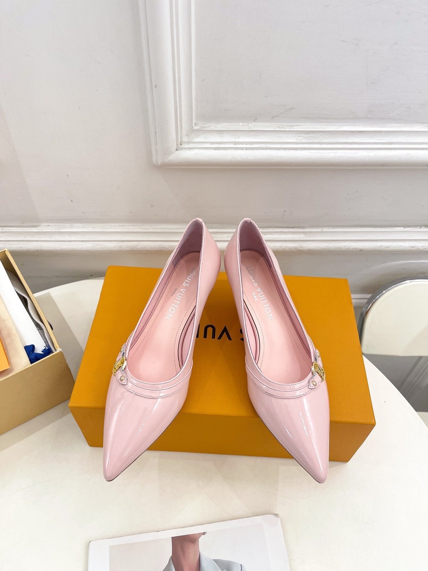 LOUIS VUITTON 6AM HIGH PUMP 5 CM IN BABY PINK CALFSKIN