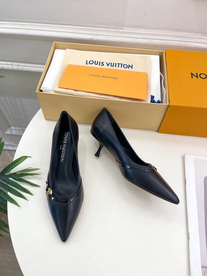 LOUIS VUITTON 6AM HIGH PUMP 5 CM IN BLACK CALFSKIN