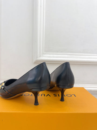 LOUIS VUITTON 6AM HIGH PUMP 5 CM IN BLACK CALFSKIN