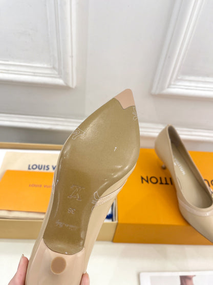 LOUIS VUITTON 6AM HIGH PUMP 5 CM IN BISQUE BEIGE CALFSKIN