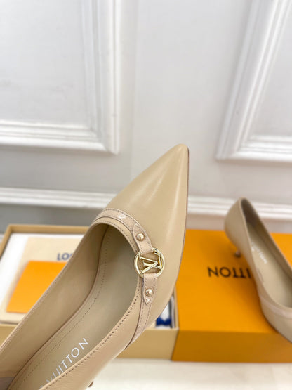 LOUIS VUITTON 6AM HIGH PUMP 5 CM IN BISQUE BEIGE CALFSKIN
