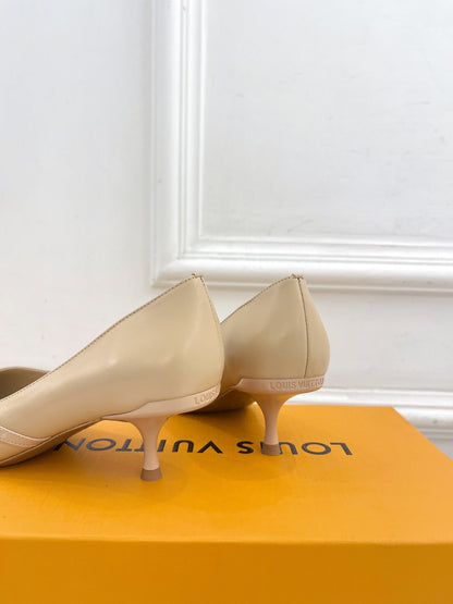 LOUIS VUITTON 6AM HIGH PUMP 5 CM IN BISQUE BEIGE CALFSKIN