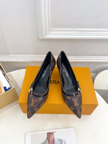LOUIS VUITTON 6AM HIGH PUMP 5 CM IN CHOCOLATE BROWN MONOGRAM CALFSKIN