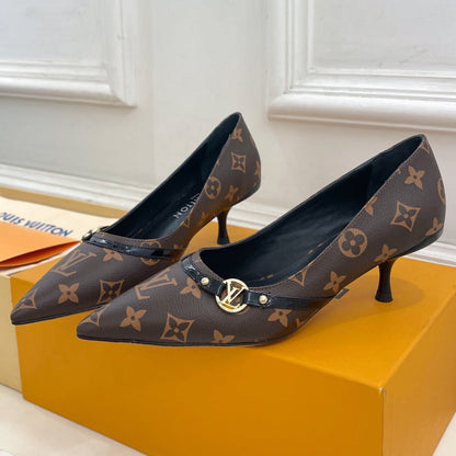 LOUIS VUITTON 6AM HIGH PUMP 5 CM IN CHOCOLATE BROWN MONOGRAM CALFSKIN