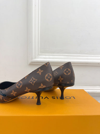 LOUIS VUITTON 6AM HIGH PUMP 5 CM IN CHOCOLATE BROWN MONOGRAM CALFSKIN