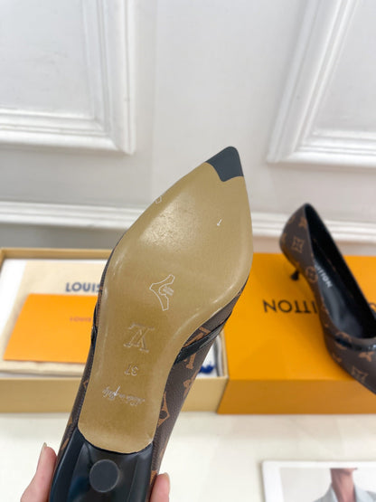 LOUIS VUITTON 6AM HIGH PUMP 5 CM IN CHOCOLATE BROWN MONOGRAM CALFSKIN