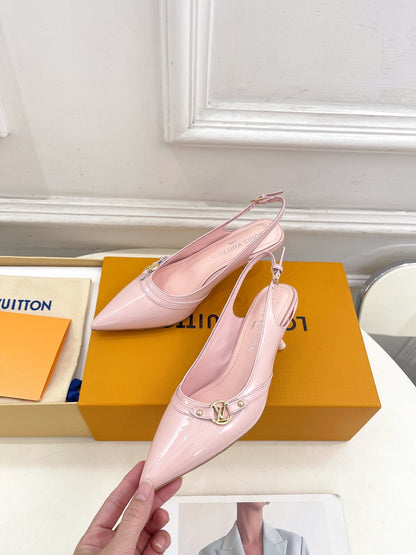 LOUIS VUITTON HIGH SLINGBACKS 5 CM IN BABY PINK CALFSKIN