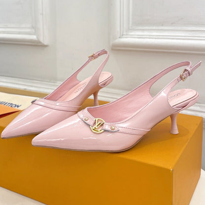 LOUIS VUITTON HIGH SLINGBACKS 5 CM IN BABY PINK CALFSKIN