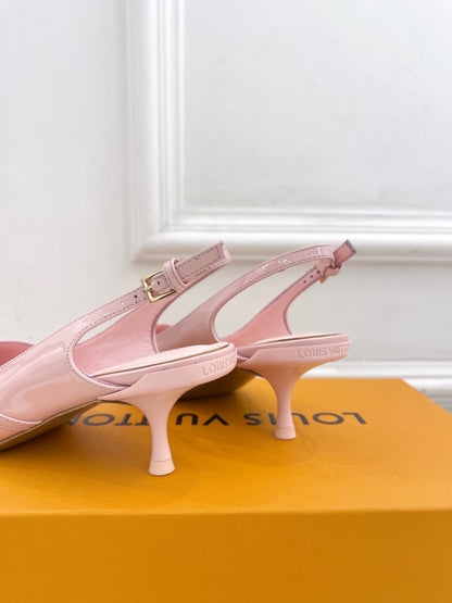 LOUIS VUITTON HIGH SLINGBACKS 5 CM IN BABY PINK CALFSKIN