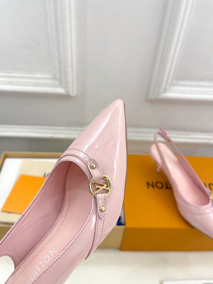 LOUIS VUITTON HIGH SLINGBACKS 5 CM IN BABY PINK CALFSKIN